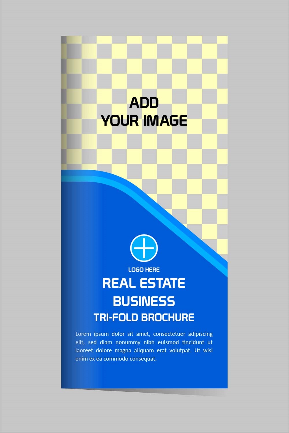 Vector Tri fold real estate brochure design template editable pinterest preview image.