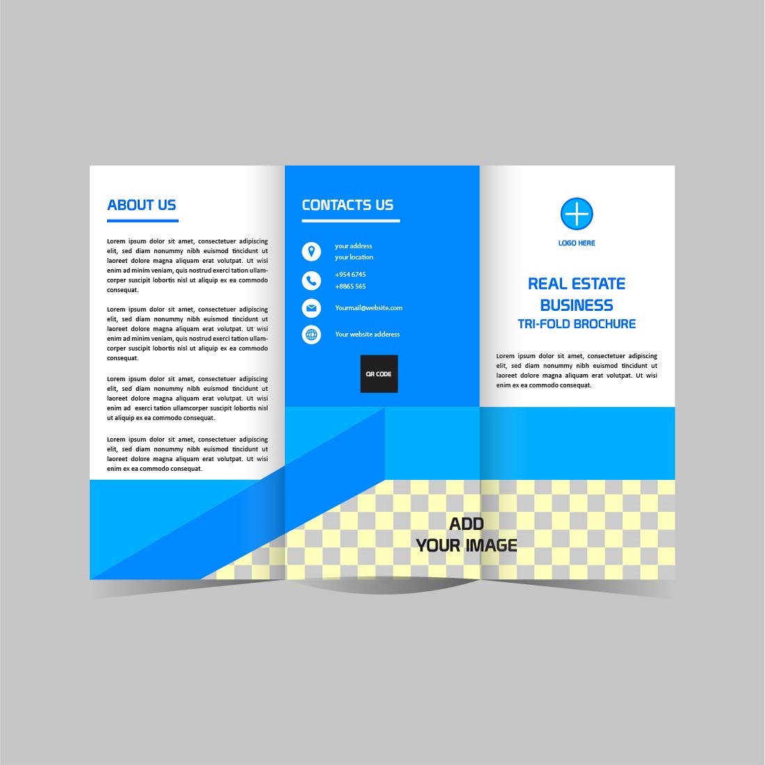 Vector Tri fold real estate brochure design template editable and resizable preview image.