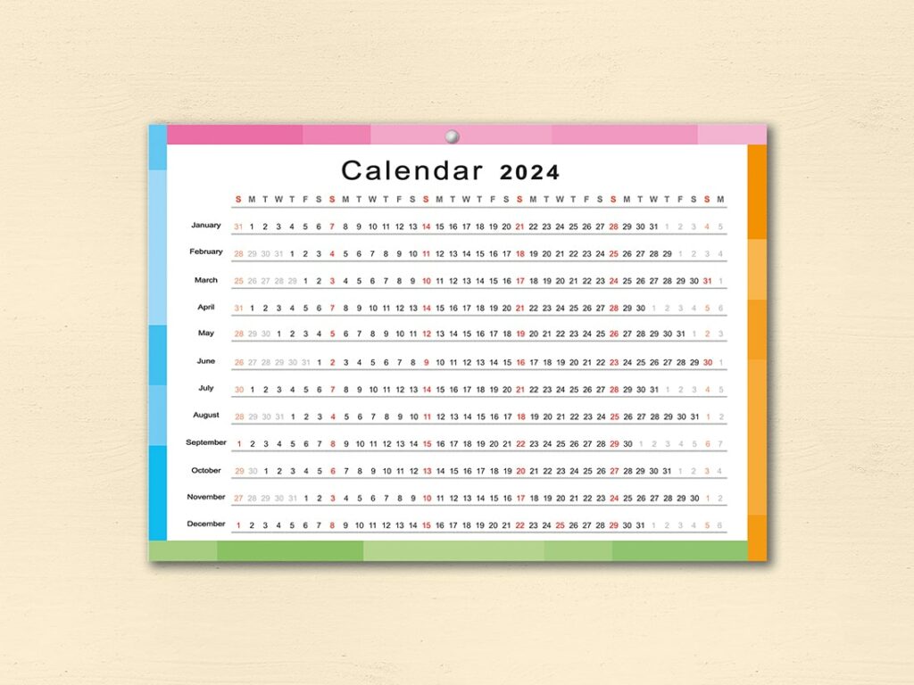 3 Vector Wall Colorful Calendars_2024_vertical - MasterBundles
