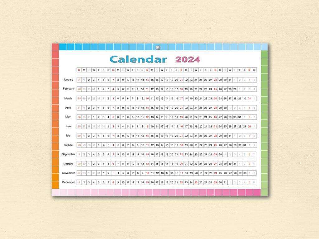 3 Vector Wall Colorful Calendars_2024_vertical - MasterBundles