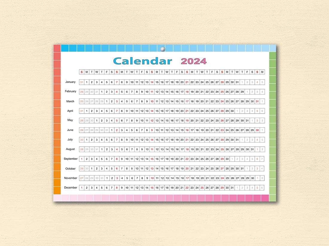 vector calendar horizontal colorful 2024 8 sample min 623