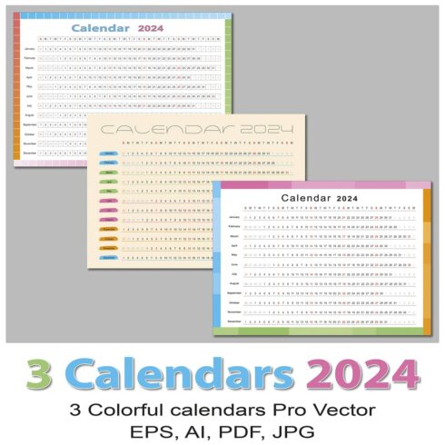 3 Vector Wall Colorful Calendars_2024_vertical cover image.
