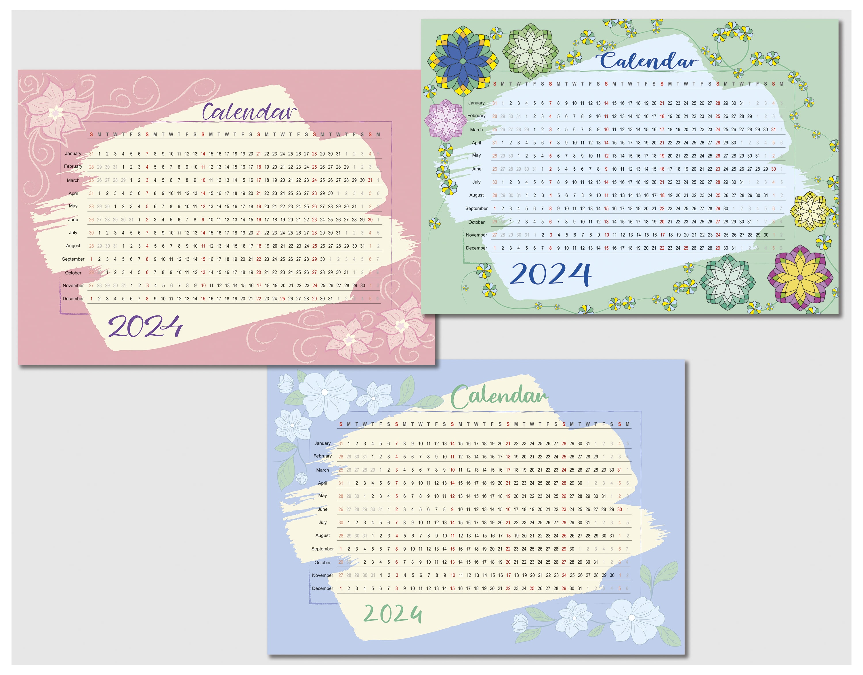 vector calendar horizontal flowers 2024 masterbundles 2 min 482