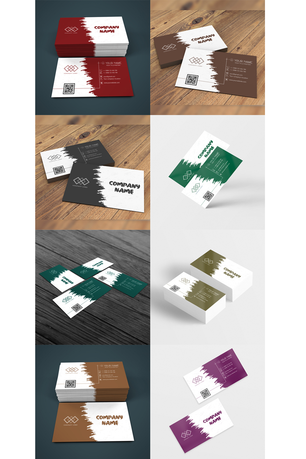 Corporate business card of 8 colors pinterest preview image.