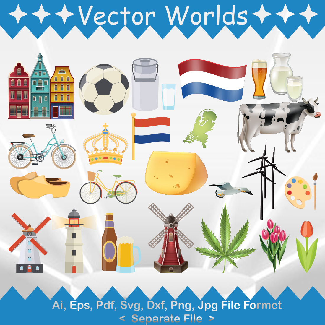 Netherlands Country Symbol SVG Vector Design preview image.