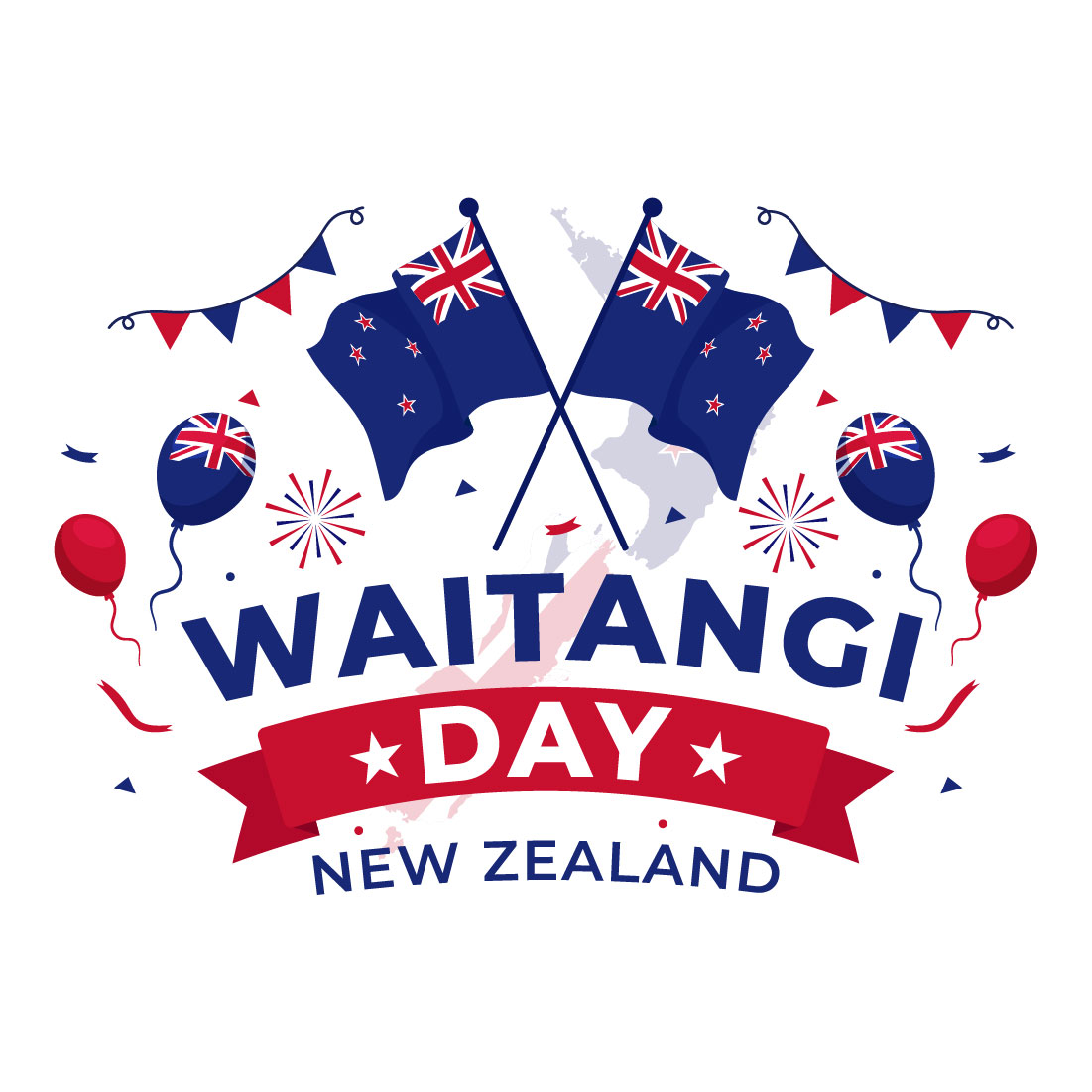 13 Happy Waitangi Day Illustration preview image.