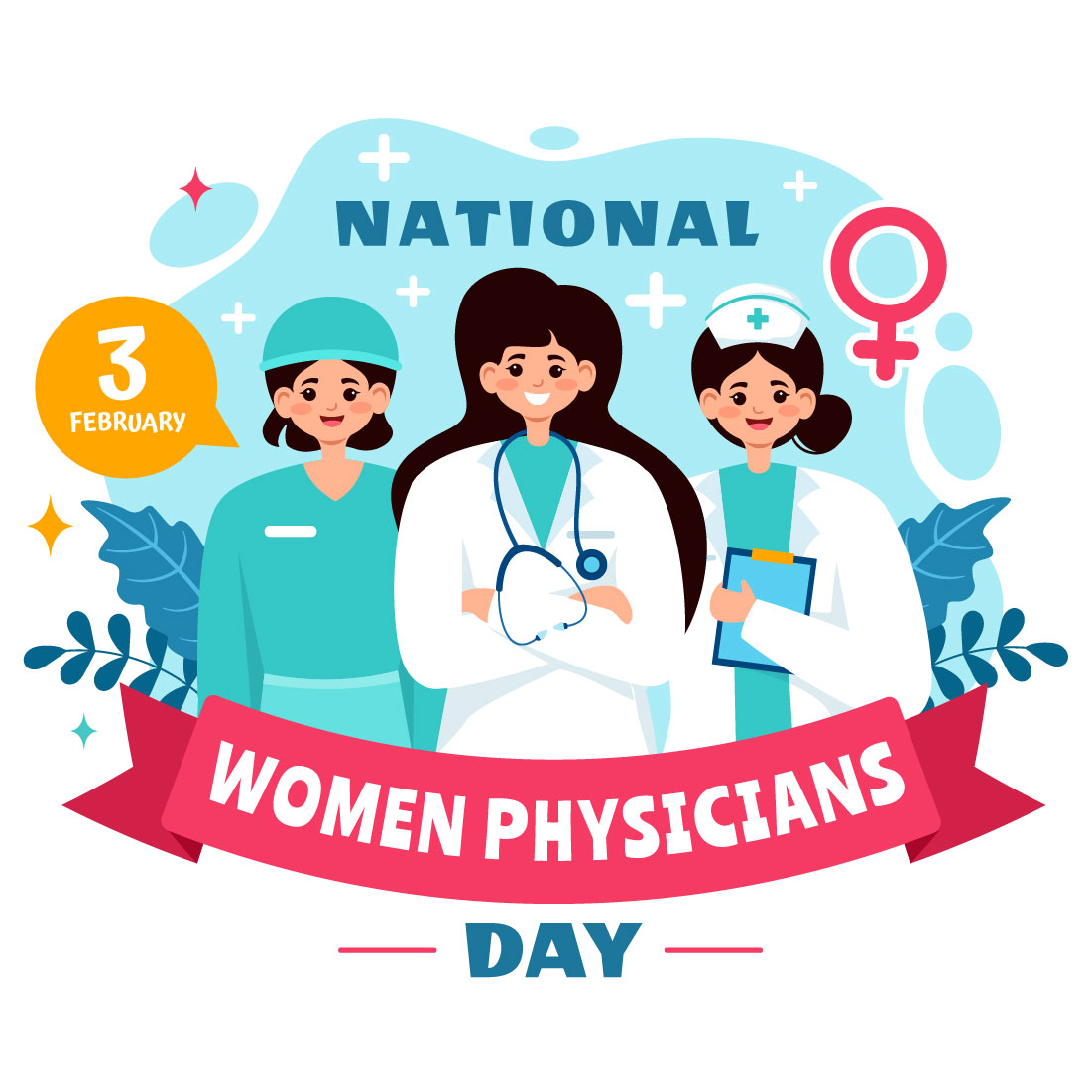 12 National Women Physicians Day Illustration cover image.