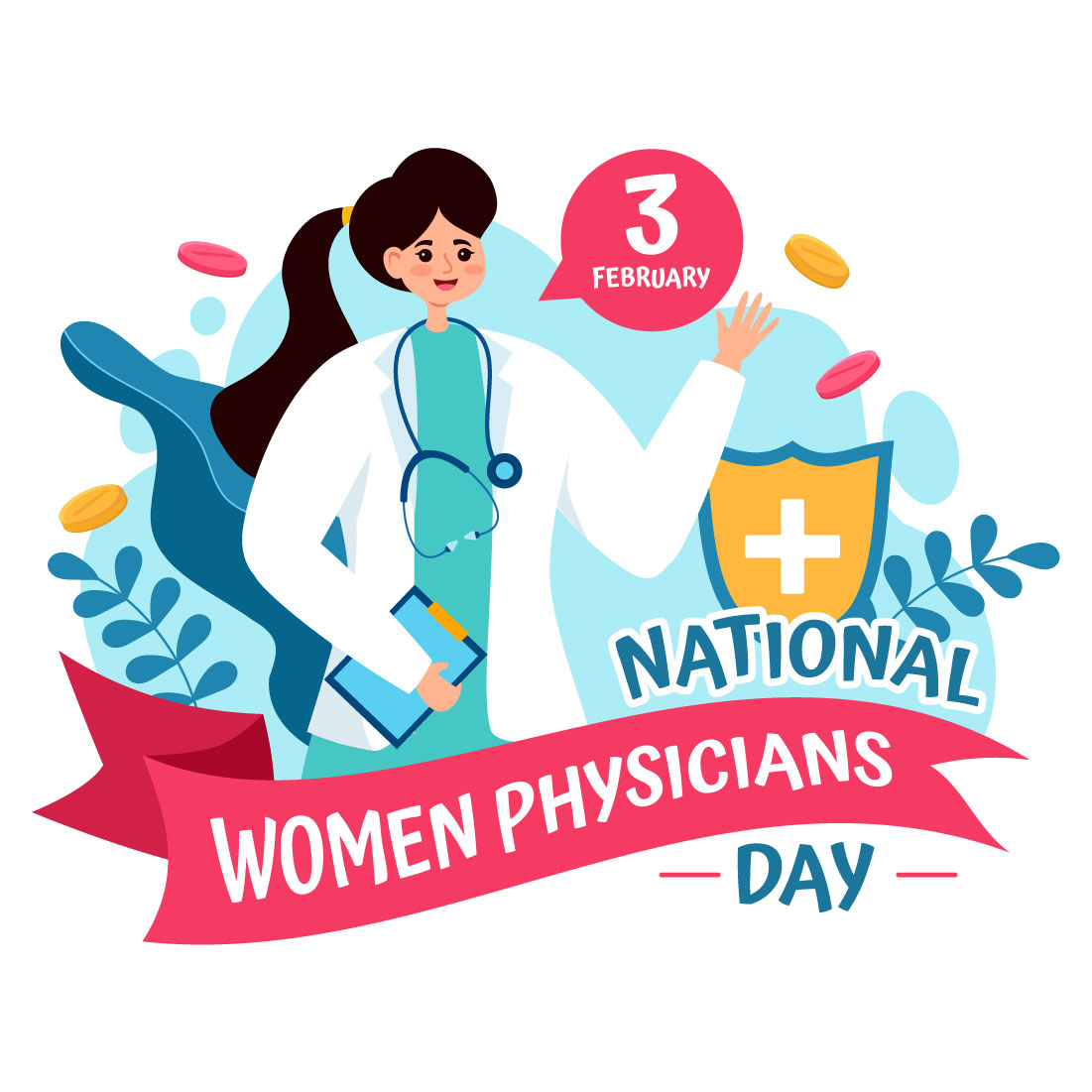 12 National Women Physicians Day Illustration preview image.