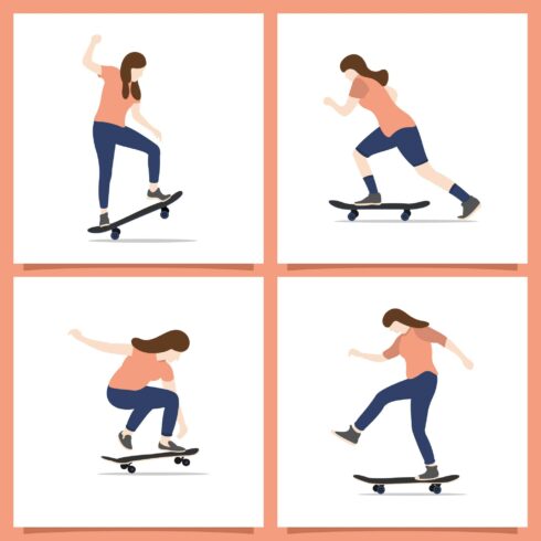 Womens skateboarder character vector illustration - $4 cover image.