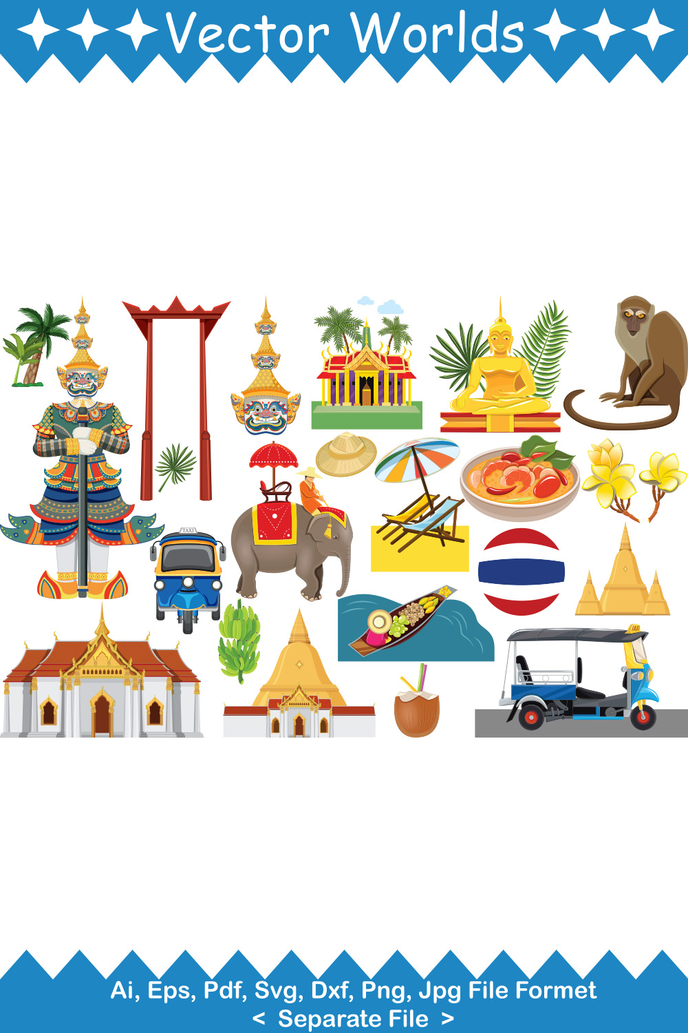 Thailand Country Symbol SVG Vector Design pinterest preview image.