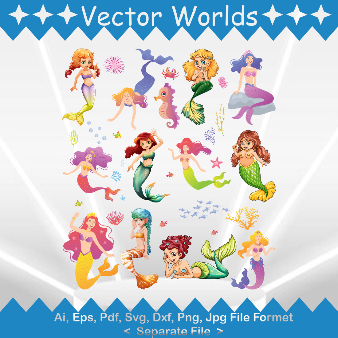 Mermaid SVG Vector Design preview image.