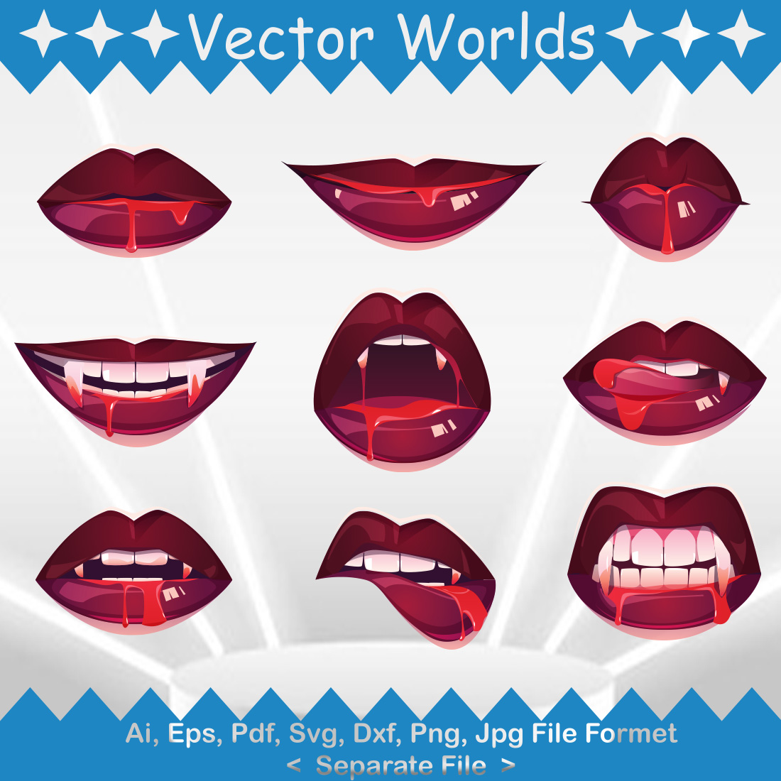 Vampire Mouth SVG Vector Design preview image.