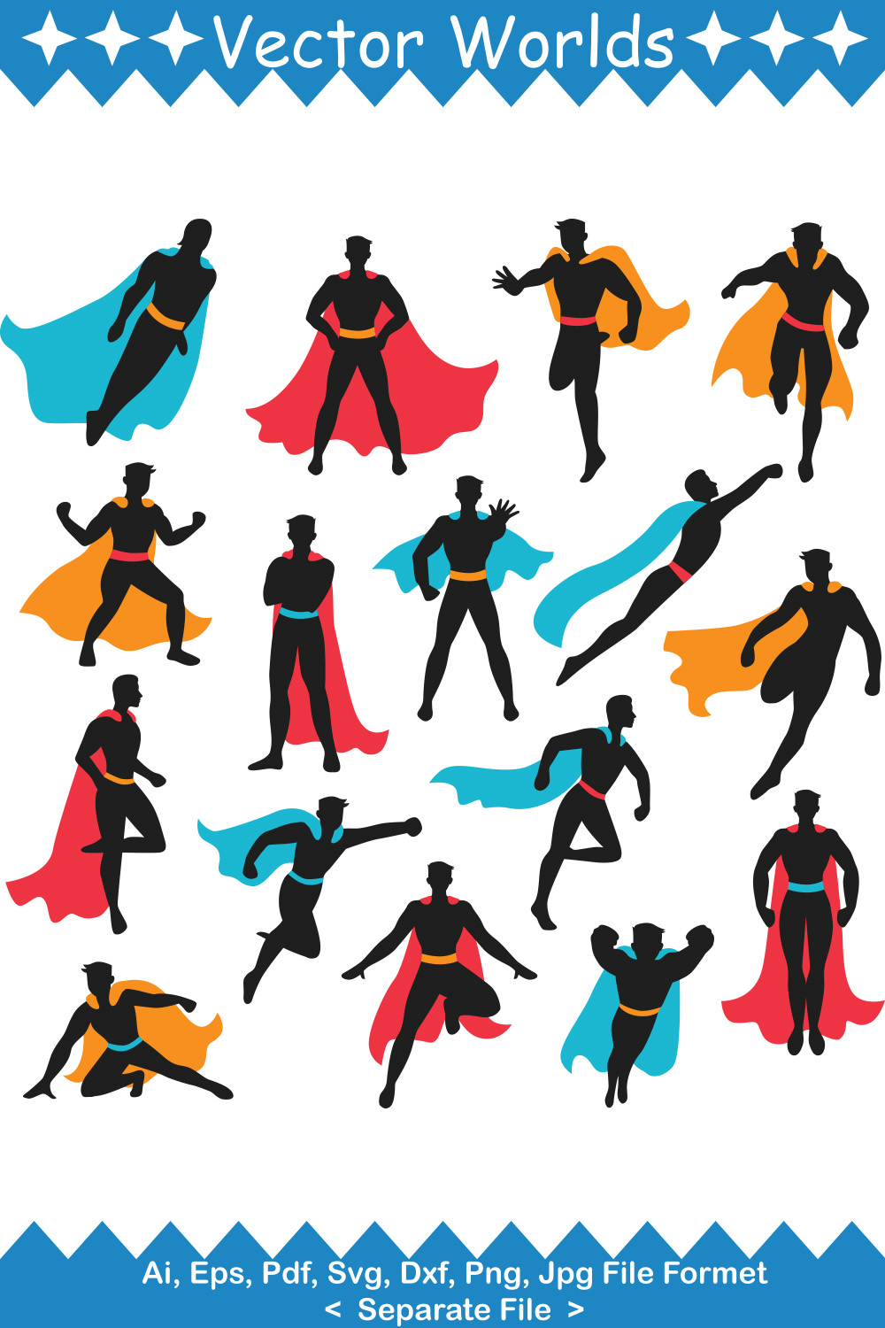 Superhero SVG Vector Design pinterest preview image.