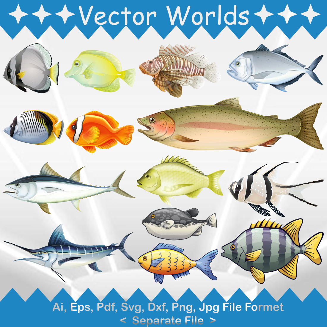 Fish SVG Vector Design preview image.