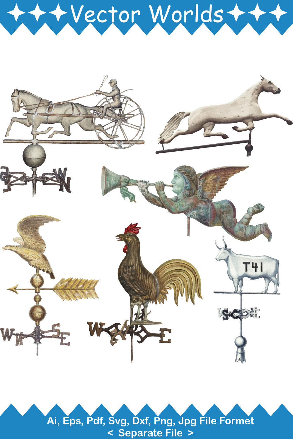 Weather Vane SVG Vector Design pinterest preview image.