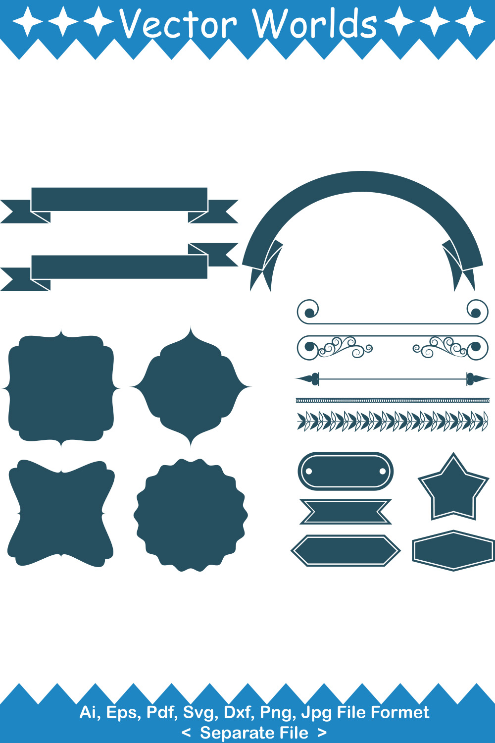 Ribbon SVG Vector Design pinterest preview image.