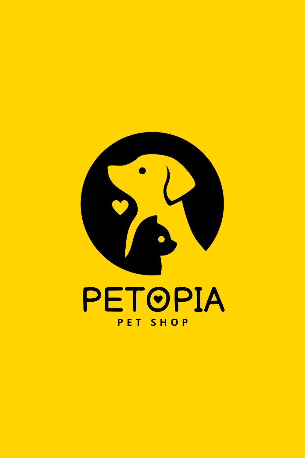 Yellow Black Simple Pet Logo Template pinterest preview image.