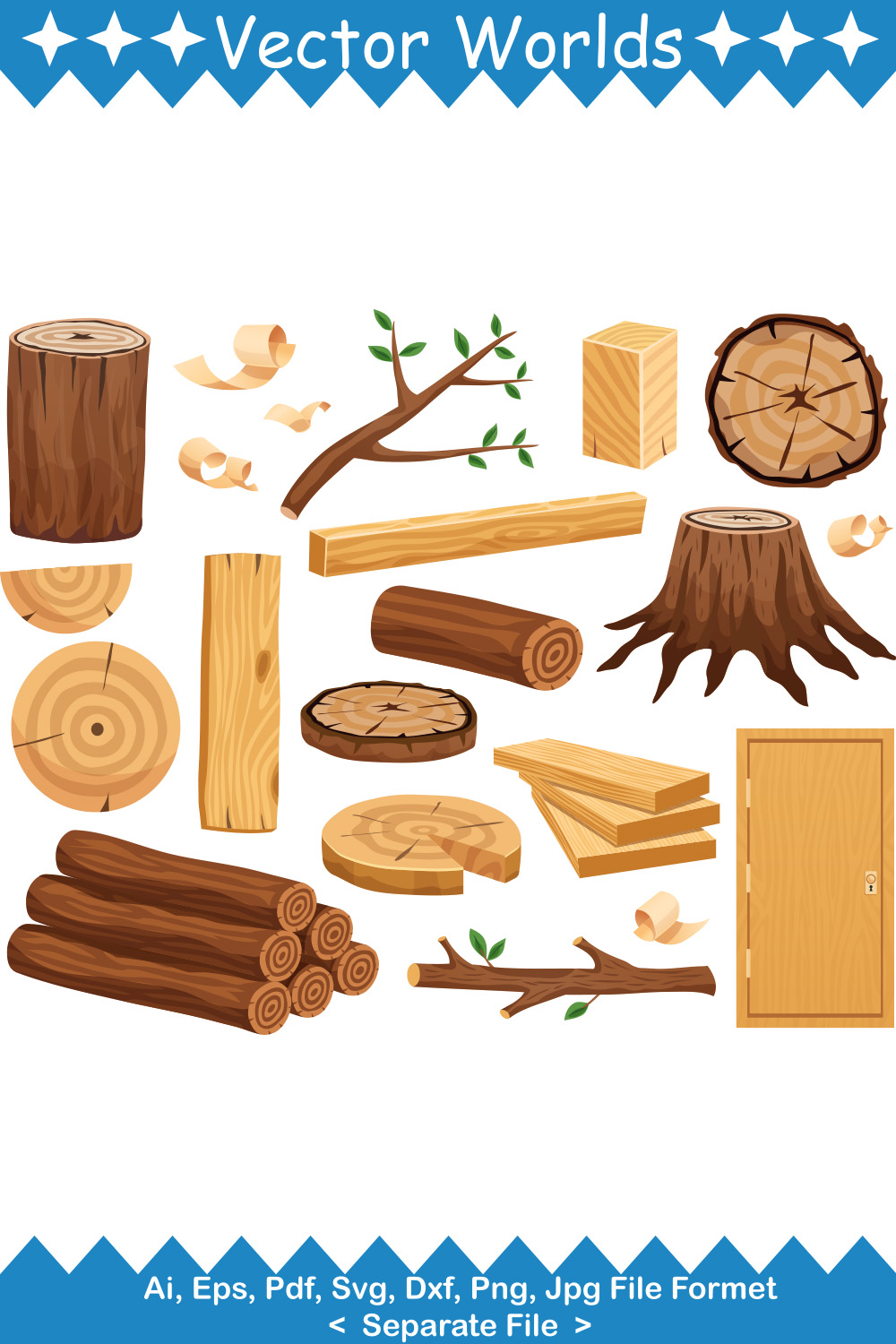 Wood SVG Vector Design pinterest preview image.