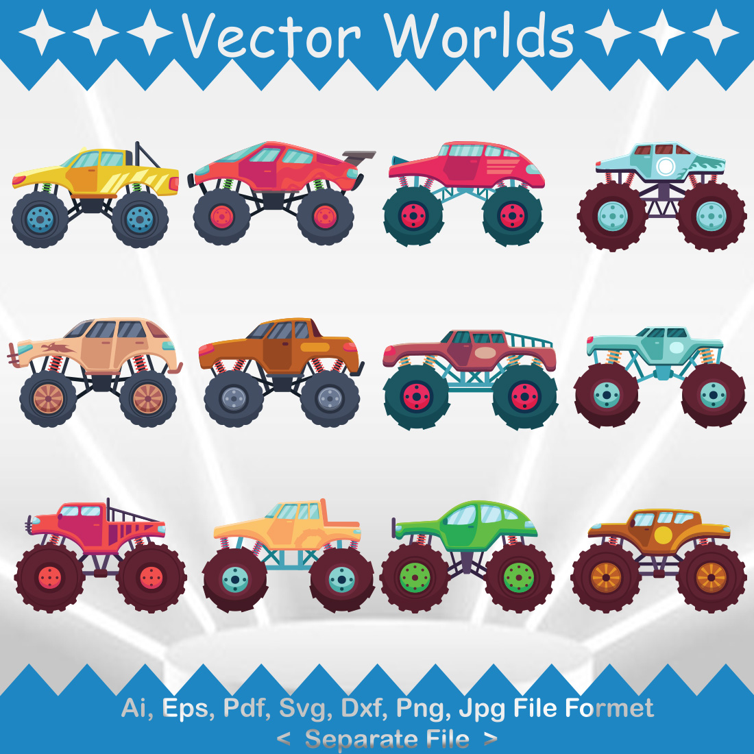 Monster Car SVG Vector Design cover image.