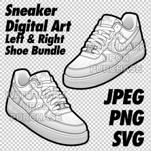 Air Force 1 Low Triple White JPEG PNG SVG right & left shoe bundle cover image.