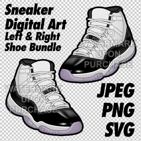 Air Jordan 11 Concords JPEG PNG SVG Sneaker Art right & left shoe bundle cover image.