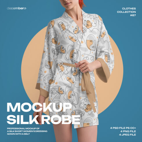 4 Mockups of a Silk Robe cover image.