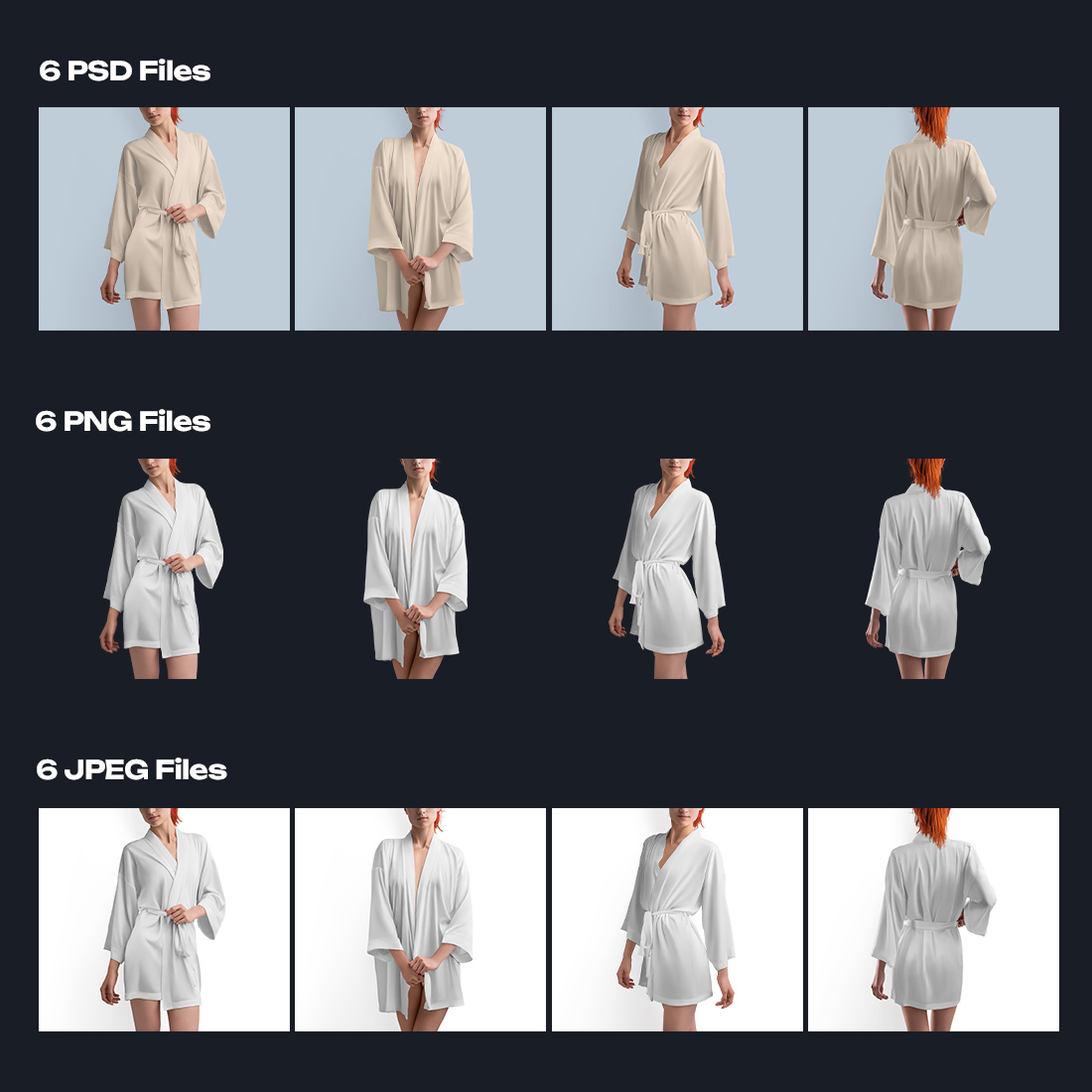 4 Mockups of a Silk Robe preview image.