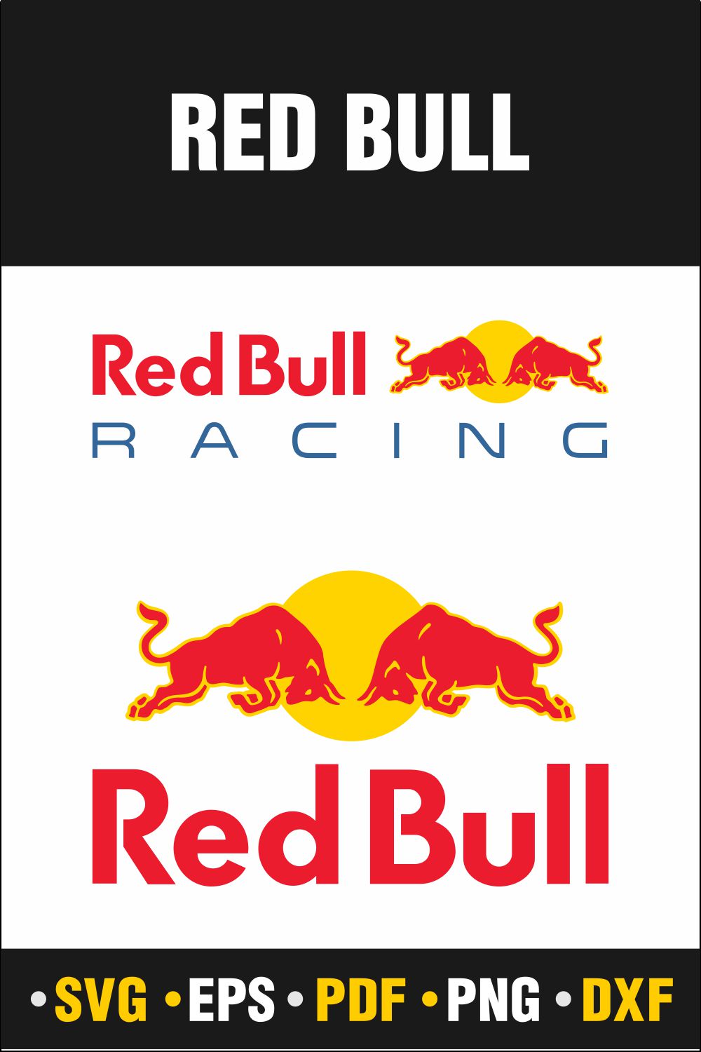 Redbull, Redbull Svg, Redbull Monogram Svg, Redbull Png, Bull Png, Red Bulls Svg, Instant Download Vector Cut file Cricut, Silhouette, Pdf Png, Dxf, Decal pinterest preview image.