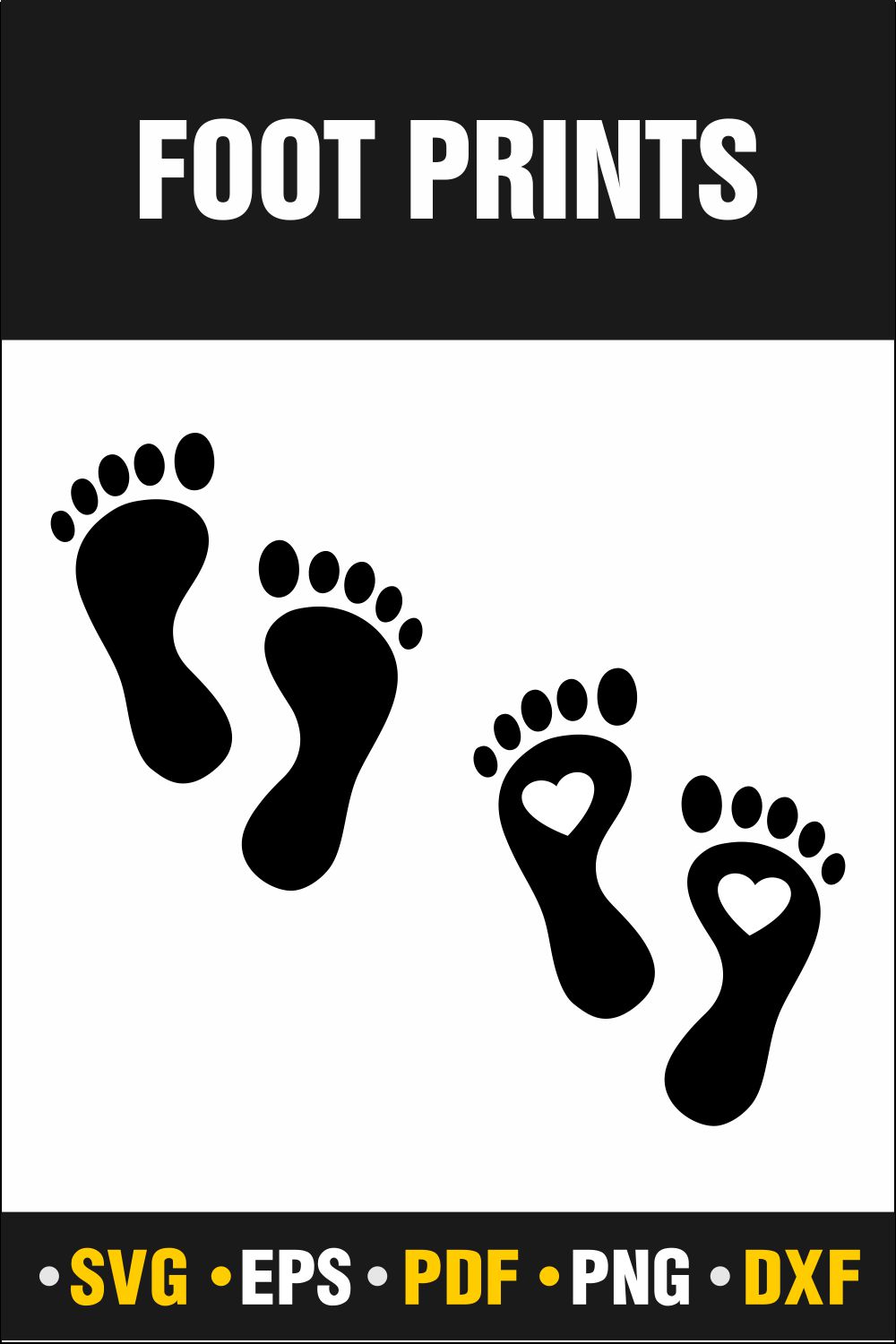 Footprint Svg, Footprint , Footprint Love Svg, Heart footprint Png, Star Footprint Png, Mother's day Svg, Footprint Svg, Instant Download Vector Cut file Cricut, Silhouette, Pdf Png, Dxf, Decal pinterest preview image.