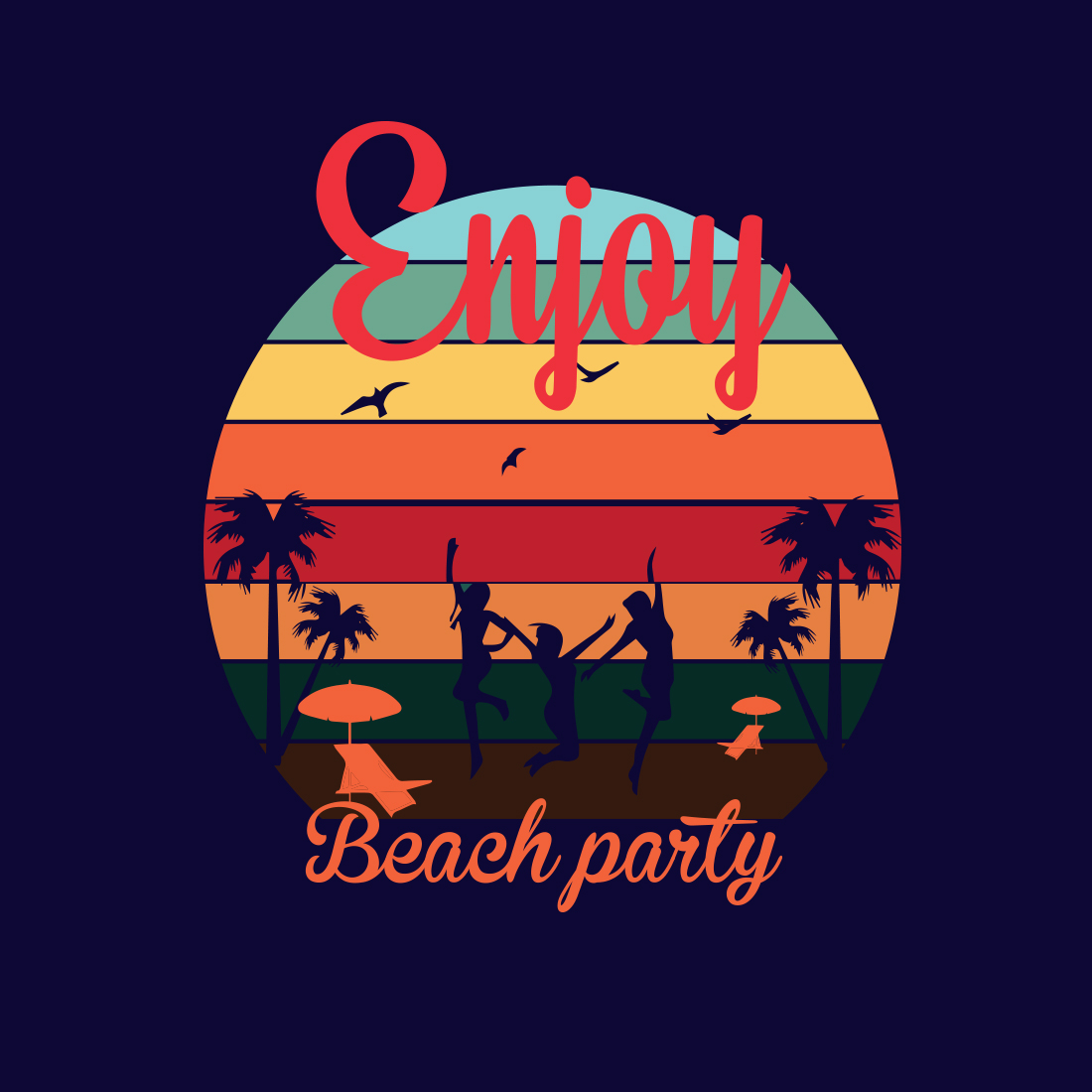 Enjoy Beach party t shirt design preview image.
