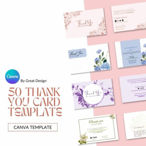 50 Thank You Card Template cover image.