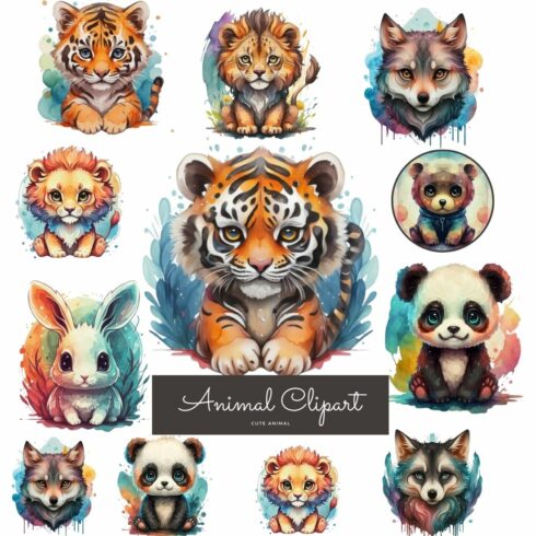 "Adorable Animal Clipart Bundles for Sale" cover image.