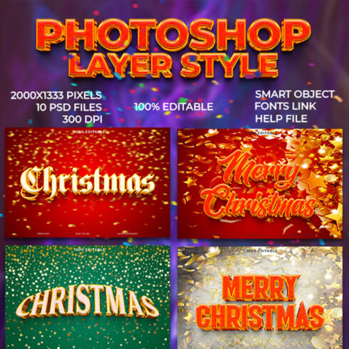 Merry Christmas 3D Text Effect Style cover image.