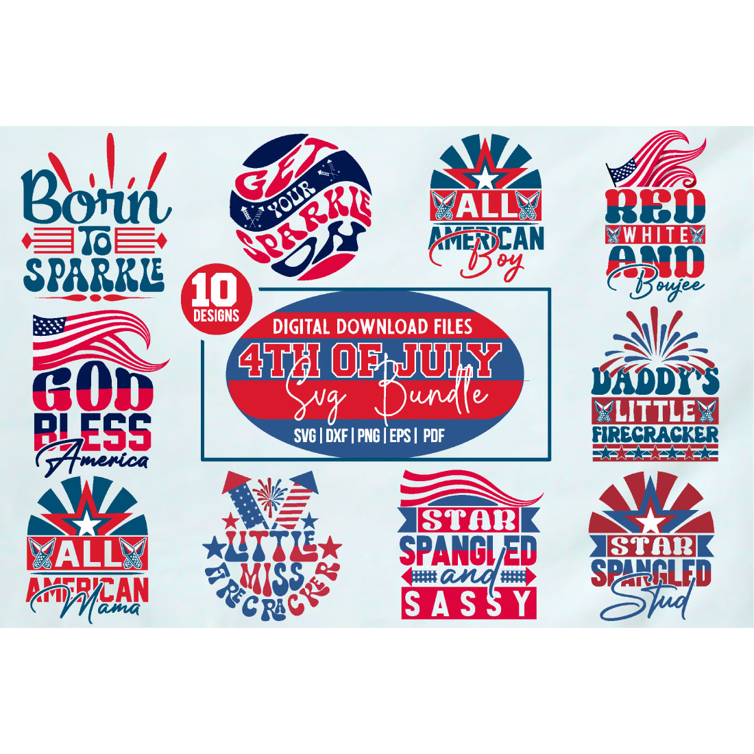 4th of july svg bundle cover image.