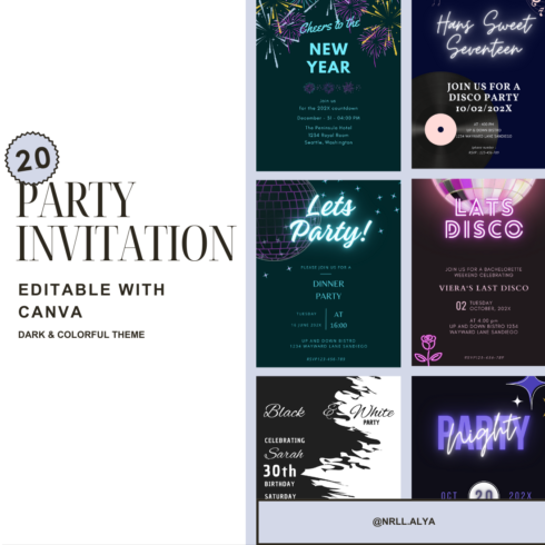 20 Party Invitation Template cover image.