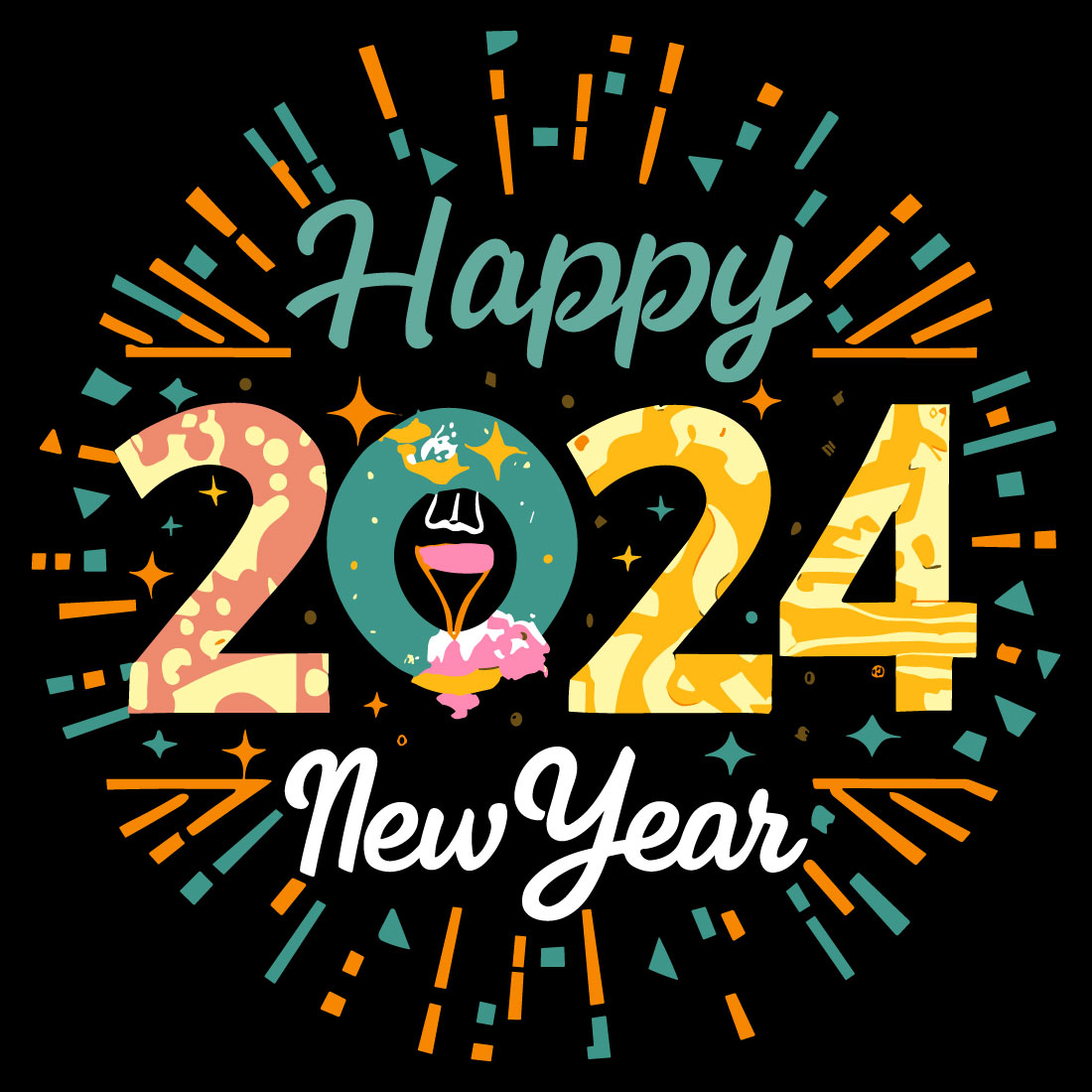 Happy New Year 2024 T shirt Design Download - Latest Design For Men and Women preview image.