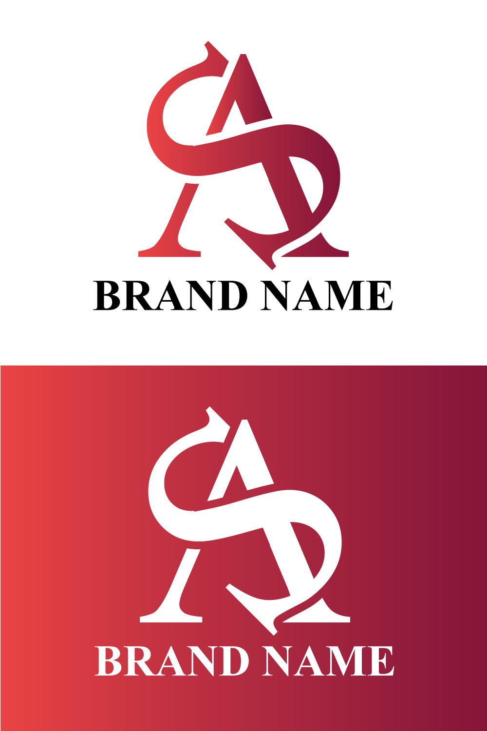 Unique AS letter logo template design pinterest preview image.