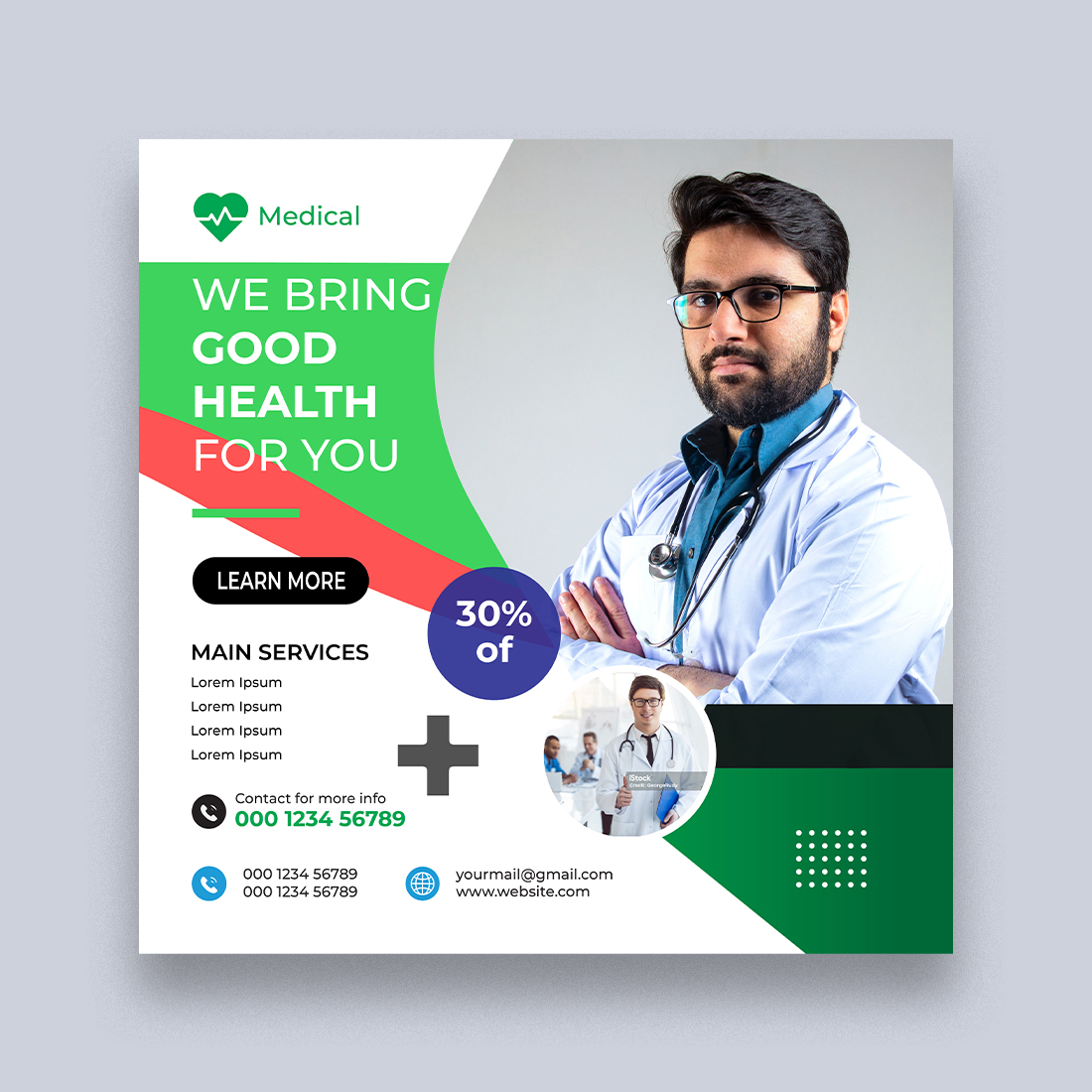 medical Social media Design Template cover image.