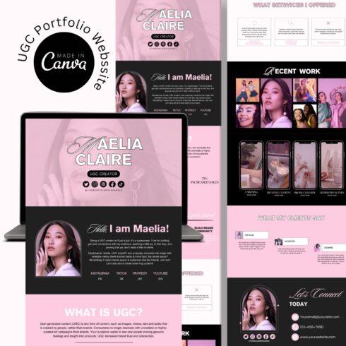 UGC Website Template | Modern Colourful UGC Portfolio | UGC Template & Media Kit | Media Kit | Portfolio Template | Canva Website Design | UGC Modern Colourful Website Template cover image.