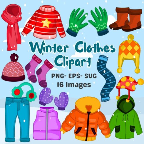Warm Winter Clothes Clipart Set cover image.