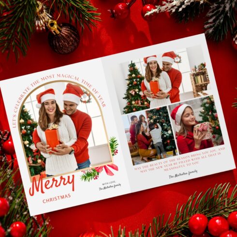 Editable Photo Christmas Card Template Arch Christmas Card Boho Holiday Card Minimalist Christmas Card Editable Printable Template Download | Merry Christmas | Editable Template cover image.