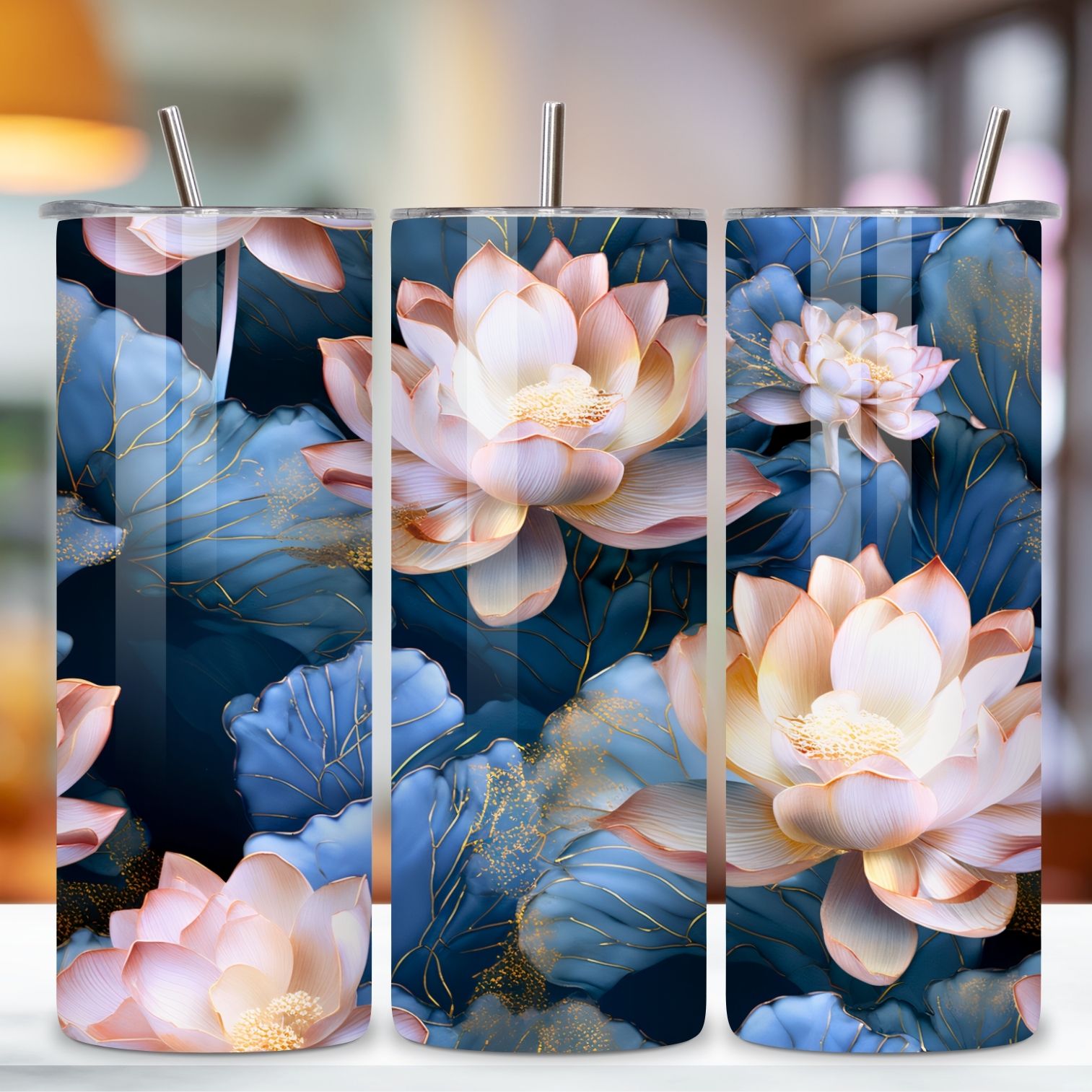 Floral Bloom Tumbler Wrap, Seamless PNG Wrap, sublimation template, skinny tumbler png, sublimation tumbler designs, 20 oz straight tumbler wrap preview image.