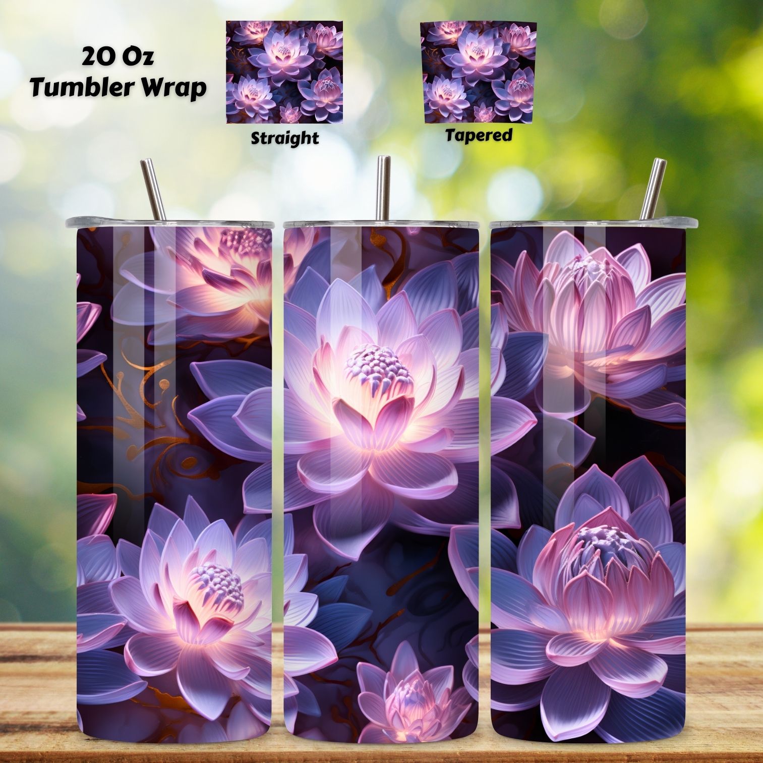 Glowing Lotus Bloom Tumbler Wrap, Seamless PNG Wrap, floral tumbler, sublimation tumbler wrap, sublimation wrap, tumbler sublimation wrap cover image.