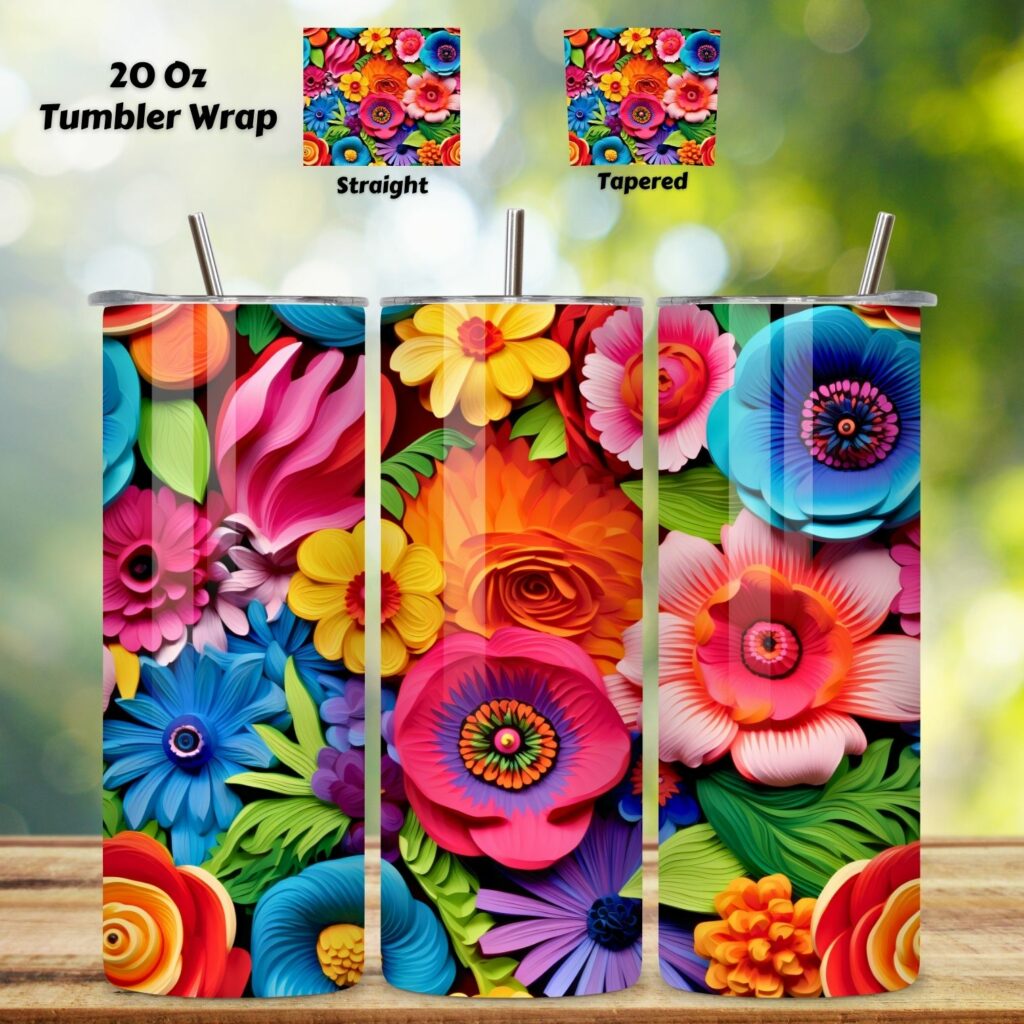 Flower Festival Tumbler Wrap Seamless Design PNG Sublimation Png