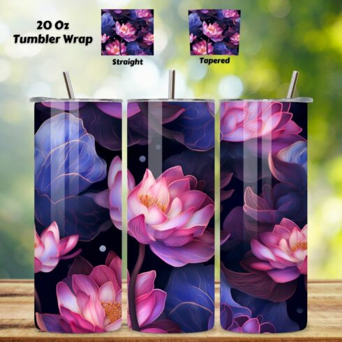 Lotus Petal Tumbler Wrap, Seamless PNG Wrap, 20 oz tumbler wrap, skinny tumbler designs, wrap sublimation, 20 oz tumbler sublimation cover image.