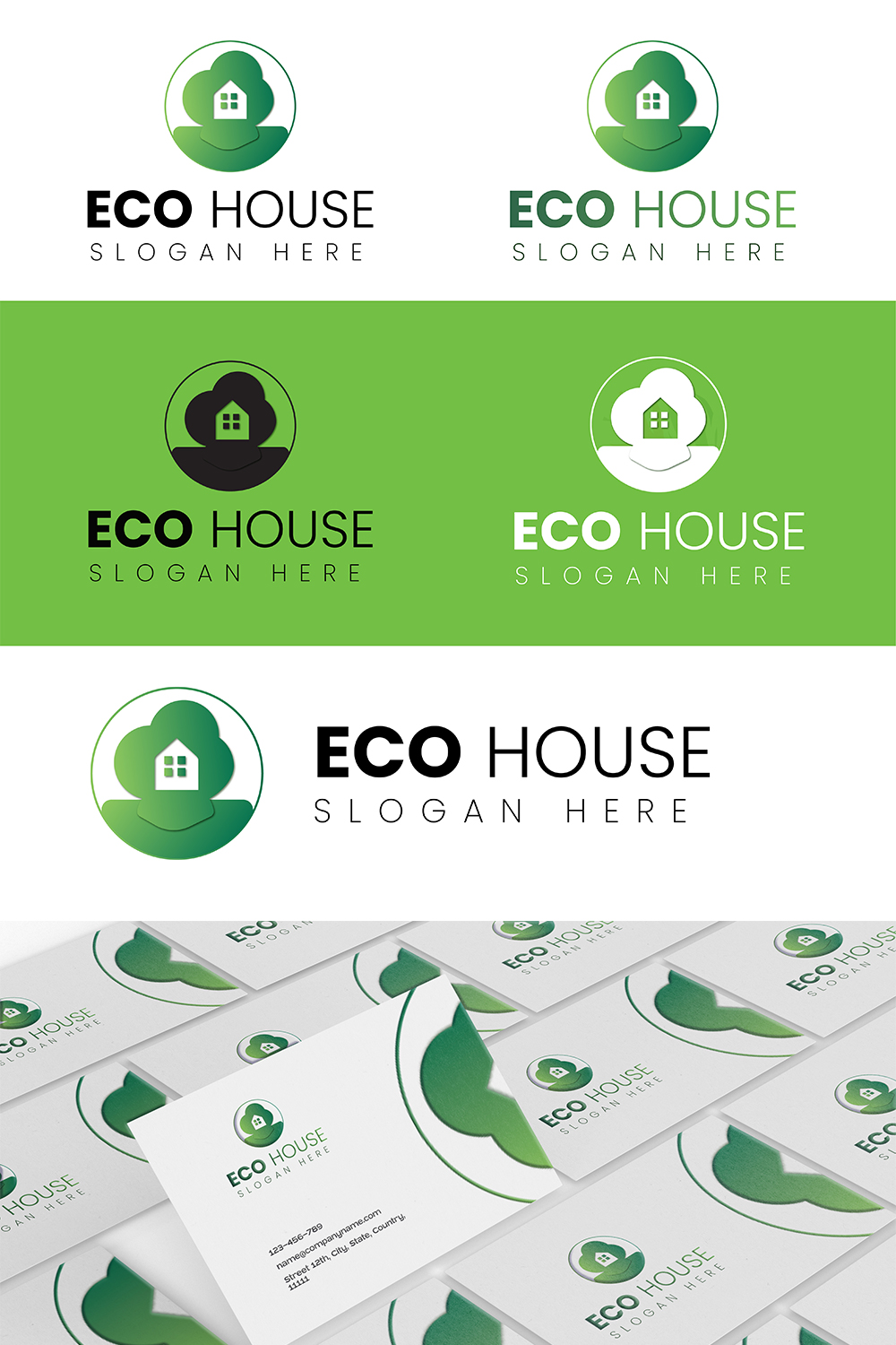 Creative real estate eco house logo pinterest preview image.