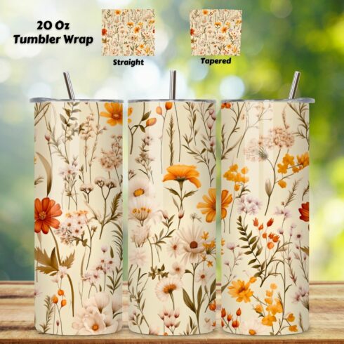 Rustic Wildflower Tumbler Wrap, Seamless Design PNG, sublimation design, skinny tumbler, tumbler sublimation design, tumbler template, skinny tumbler wrap, skinny tumbler sublimation cover image.