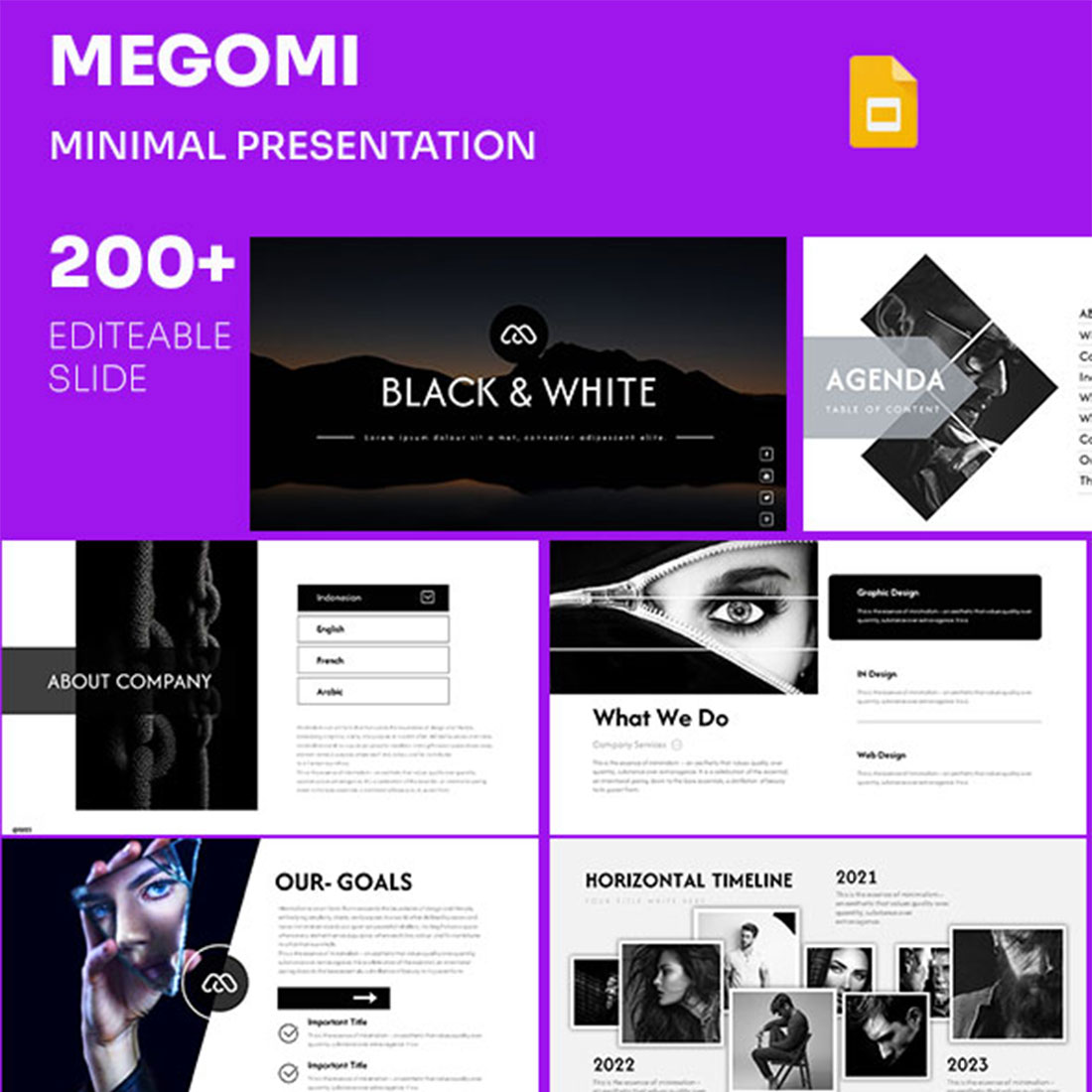Megomi Google Slide Presentation Template cover image.