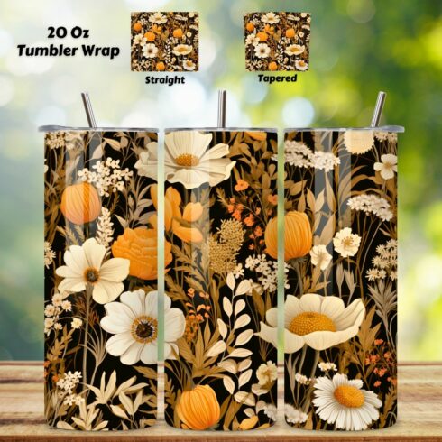 Rustic Wildflower Meadow Tumbler Wrap, Seamless Design PNG cover image.