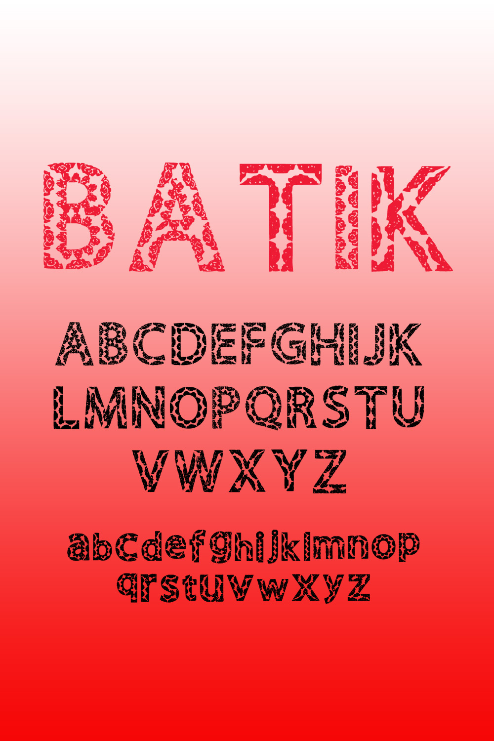 batik font with Indonesian batik ornaments pinterest preview image.